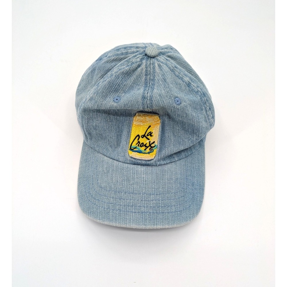 La Croix Embroidered Baseball Hat Denim‎ Adjustable Cap EUC Retro Dad Hat Lemon